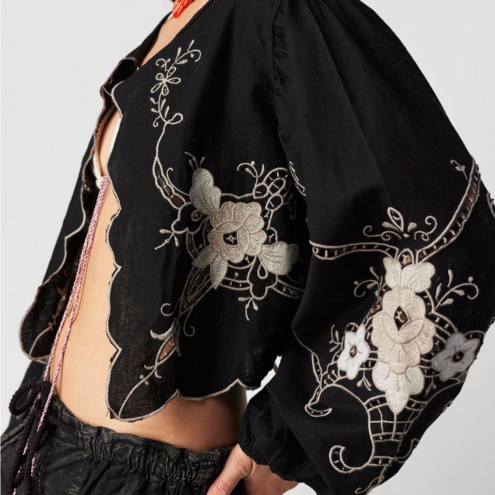 Free People Valencia Bed Jacket Embroidered Rare! S